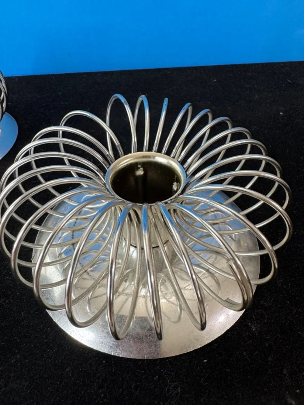2 Sunburst Spirograph candle holders with mirrored bases